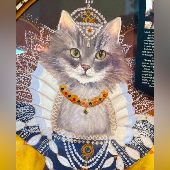 Carol Lew Art NWT Whimsical Aristocratic Cat Portrait Ornate Framed Art Print - Picture 4 of 10